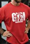 Men's Red Gym Warriors Printed Oversize T-Shirt - 3