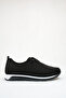 Women's Rubber Laced Orthopedic Sole Ballerinas Black Suede - 6