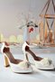 Women's 10 cm Platform White Pearl Bow Bridal Shoes (Full Fitted) - 7