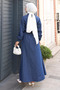 Zippered Elastic Waist Denim Dress Dark Denim Msv19240 - 4