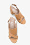 Ronica Women's Genuine Leather Heeled Sandals - Tan - 3