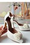 Women's 10 cm Platform White Pearl Bow Bridal Shoes (Full Fitted) - 3