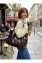 Women's Basic Soft Textured Light Brown Hand and Shoulder Bag