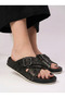 Ultra Light Sole, Buckle Accessories, Dotted Leather, Cross-Strapped Women's Slippers - 2