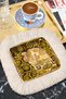 Artistic Luxurious Fringed Coffee Side Serving Napkin - Spiral Shaped Bohemian Gold Colored Presentation Napkin - 7