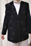 Black Stone Detailed Lined Jacket - 3