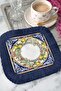 Mediterranean Motif Lemon Fringed Presentation Decoration Handkerchief - Summer-Specific Bohemian Navy Blue Coffee Napkin - 8