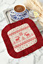 Nordic Snow-Themed Stylish Napkin with Fringes - Geyikli Winter Rustic Red Coffee Tray Napkin - 6