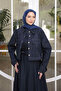 Navy Blue Denim Jacket Dress Double Combination Set - 2