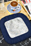 Elegant Baroque Floral Motif Tasseled Presentation Napkin-Classic Modern Stylish Navy Blue Coaster Tissue - 3