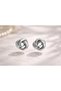 Women's Knot Model Earrings Gold and Silver Color Shiny Curved Design Daily and Stylish Use - 8