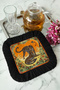 Luxurious Wild Leopard Fringed Presentation Napkin - Exotic Safari Bohemian Orange Black Coaster Tissue - 4