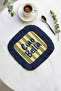 Italian Elegance Fringed Presentation Napkin - Striped Modern Olive Green Navy Blue Coaster Tissue - 5