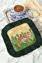 Luxury Safari Fringed Coffee Side Presentation Napkin - Tiger Wild Nature Bohemian Green Coaster Napkin - 3