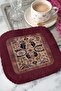 Authentic Motif Fringed Bohemian Presentation Napkin - Classic Bohemian Burgundy Beige Coaster Tissue - 3