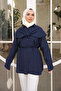 Navy Blue Soft Textured Oversize Modal Shirt - 2