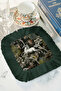 Mythological Unicorn Hunt Fringed Presentation Napkin - Mythical Gothic Theme Dark Green Coaster Tissue - 4