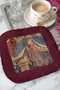 Medieval Palace Elegance Fringed Presentation Napkin-Lady Themed Classic Burgundy Coaster Tissue - 4
