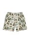 Organic Gots Certified Green Ocean Patterned Children's Baby Shorts with Elastic Waist and Laces - 2