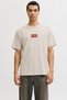 Men's Chest Logo Printed Moonbeam Beige T-Shirt - Frank