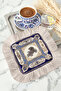 Elegant Vintage Trolley Fringed Presentation Napkin-Classic Luxury Retro Navy Blue Coaster Tissue - 8