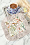 Botanical Garden Fringed Coffee Side Presentation Napkin - Natural Nordic Green Beige Coaster Tissue - 7
