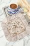 Elegant Floral Fringed Presentation Napkin-Vintage Romantic Powder Nostalgic Coaster Serving Handkerchief - 7