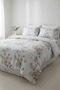 Pastel Floral Patterned 100% Cotton Double Duvet Cover Set (with Zipper) - 2