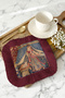 Medieval Palace Elegance Fringed Presentation Napkin-Lady Themed Classic Burgundy Coaster Tissue - 3