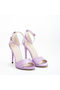 Women's High Thin Heeled Lilac Satin Evening Dress Shoes - 3