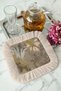 Luxurious Gold-Colored Fringed Presentation Napkin - Elegant Bohemian Natural Beige Design Coaster Tissue - 8