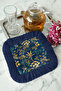 Luxurious Tropical Jungle Fringed Presentation Napkin - Exotic Charm Bohemian Navy Blue Coaster Tissue - 2