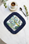 Lemon Tree Garden Fringed Presentation Placemat Napkin - Natural Vibrant Bohemian Navy Blue Presentation Napkin - 5