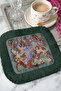 Luxury Bird Flower Garden Fringed Presentation Napkin - Return to Nature Bohemian Forest Green Coaster Tissue - 2