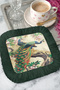 Elegant Peacock Fringed Presentation Napkin-Natural Ethnic Green Gold Color Coaster Serving Tissue - 8