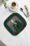 Avangart Elegant Fringed Serving Cocktail Napkin - Masculine Modern Green Gray Coaster Tissue - 6