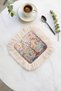 Palace Garden Fringed Stylish Serving Napkin - Artistic Bohemian Blue Salmon Cream Coffee Tray Napkin - 3