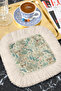 Elegant Forest Wild Nature Fringed Presentation Napkin-Exotic Bohemian Green Cream Coaster Serving Napkin - 2
