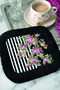 Luxurious Floral Fringed Presentation Placemat Tissue - Feminine Bohemian Black Striped Lilac Presentation Napkin - 6