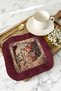 Luxury Vintage Floral Fringed Presentation Napkin - Classic Art Themed Burgundy Rustic Coaster Tissue - 2