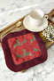 Zebra Patterned Fringed Presentation Decoration Handkerchief-Exotic African Bohemian Red Burgundy Coffee Side Napkin - 8
