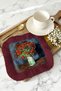 Artistic Floral Arrangement Tasseled Presentation Napkin-Vintage Style Burgundy Rustic Coaster Tissue - 2