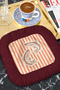 Vintage Fish Illustrated Fringed Decorative Napkin - Rustic Striped Burgundy Theme Coaster Tissue - 2