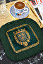 Palace Splendor Fringed Coffee Side Presentation Napkin-French Elegance Classic Green Coaster Tissue - 2