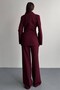 Women's Jacket Pants Set Waist Tie Detailed Blazer Jacket Wide Leg Pants Suit - 7