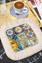Mediterranean Classic Iconic Fringed Presentation Napkin - Vibrant Italy Bohemian Blue Yellow Coaster Tissue - 6