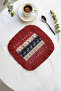 Nordic Deer Motif Fringed Presentation Napkin-Winter House Rustic Red Navy Blue Coaster Tissue - 3