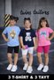 Girl's 3-Piece Summer T-Shirt and Leggings Set Cotton Mirrored Princess Print Casual Bottom Top Set