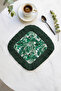 Tropical Leaf Fringed Presentation Napkin - Natural Green Bohemian Dark Green Fringed Coaster Tissue - 6