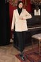 Beige Double-Breasted Collar Brooch Detailed Lined Blazer Jacket - 3